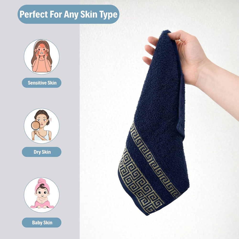 Greek Key Washcloth Set of 4 — Navy