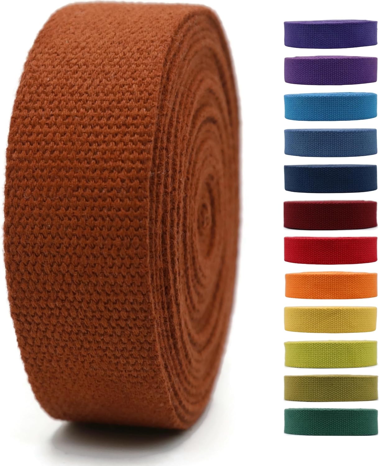 Cotton Webbing 2" &amp; 1.5'' &amp; 1" - 5 Yards - 50+ Colors -100% Natural Cotton - Turkish Woven - Heavy Duty1 Inch 1.5 Inch 2 Inch Canvas Webbing for Sewing Straps Bags Climbing Indoors Craft DIY 11475…