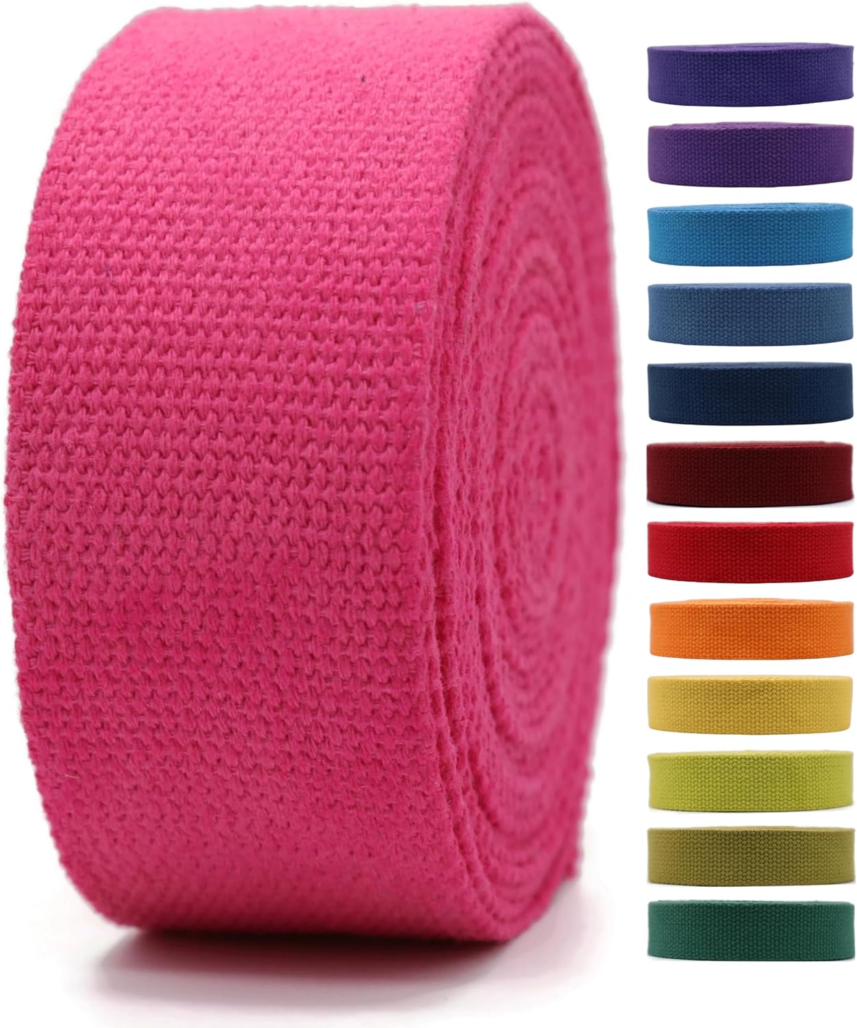 Cotton Webbing 2" & 1.5'' & 1" - 5 Yards - 50+ Colors -%100 Natural Cotton - Turkish Woven - Heavy 1 Inch 1.5 Inch 2 Inch Canvas Webbing for Sewing Straps Bag Climbing Indoors Craft DIY 11225…