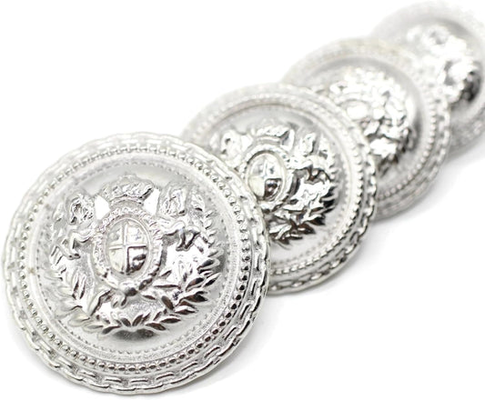 Silver Metal Shank Buttons - 12 Pcs - 2 Size Options - Luxury Horse Round Wave Metal Shank Buttons for Men Women Blazer Coat Uniform Shirt Suit and Jacket Sewing Craft DIY N10102
