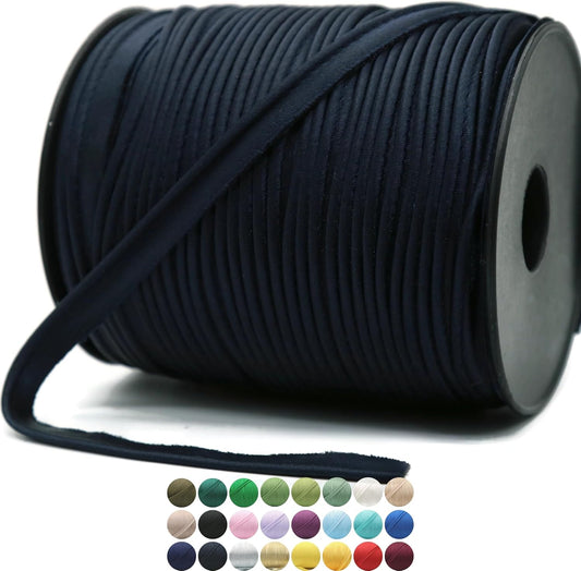Dark Blue Luxury Satin Piping Trim - 109 Yards - 25+ Colors - Satin Shiny Fold Piping Bias Tape Binding Lip Cord Welting Cord with Spool for Sewing Clothing Trimming Upholstery SP2665…