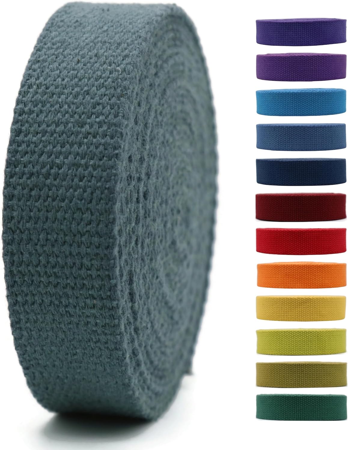 2" &amp; 1.5'' &amp; 1" Cotton Webbing - 5 Yards - 50+ Colors -100% Natural Cotton - Turkish Woven - Heavy Duty 1 Inch 1.5 Inch 2 Inch Canvas Webbing for Sewing Straps Bags Climbing Indoors Craft DIY 11555…