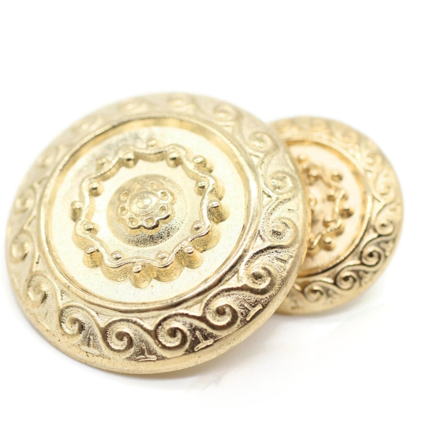 Silver Metal Shank Buttons - 12 Pcs - 2 Size Options - Luxury Floral Round Wave Metal Shank Buttons for Men Women Blazer Coat Uniform Shirt Suit and Jacket Sewing Craft DIY N9702