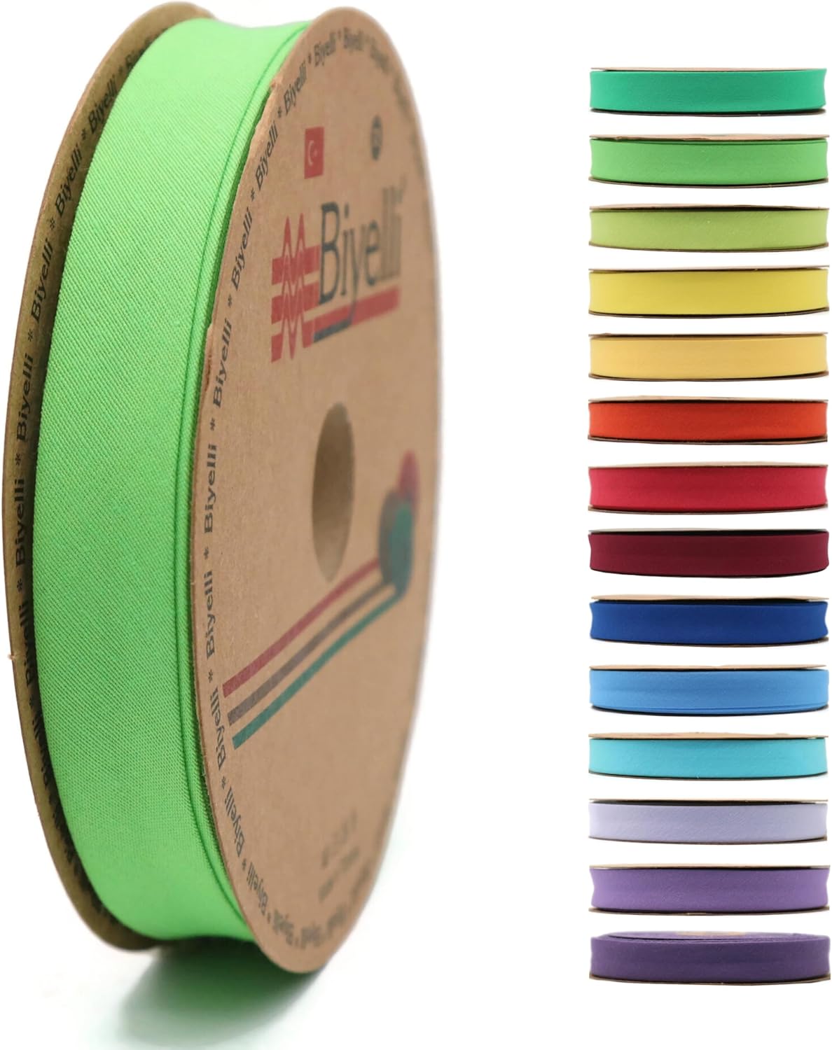 Cotton Fold Bias Tape - 3/4 Inches (20mm) Wide - 27 Yards - 65+ Colors - Single Fold Cotton Fold Bias Binding Tape for Sewing Clothing DIY (09. Apple Green) D09
