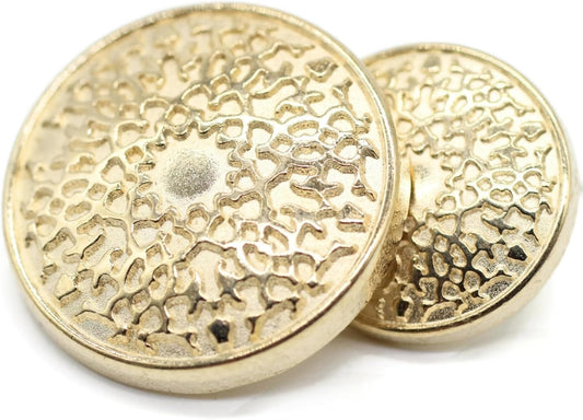 Gold Metal Shank Buttons - 12 Pcs - 2 Size Options - Luxury Floral Round Metal Shank Buttons for Men Women Blazer Coat Uniform Shirt Suit and Jacket Sewing Craft DIY N1502
