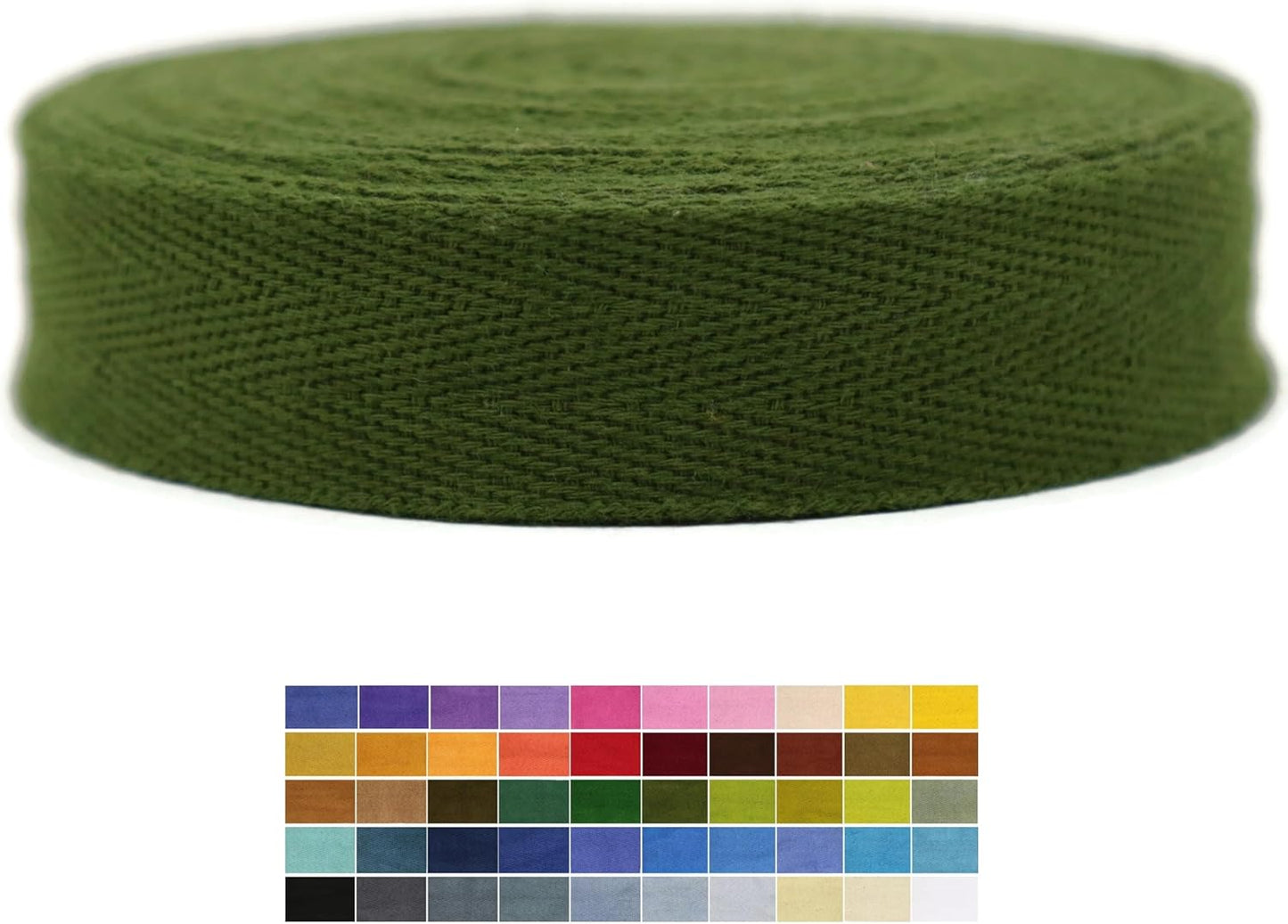 1" & 1.18" & 1.5'' & 2" Cotton Twill Tape - 10 Yards - 50+ Colors -%100 Natural Cotton 1 Inch 1.5 Inch 2 Inch Herringbone Bias Binding Cotton Tape Trim for Sewing Wrapping Craft DIY 10322 (MossGreen)…