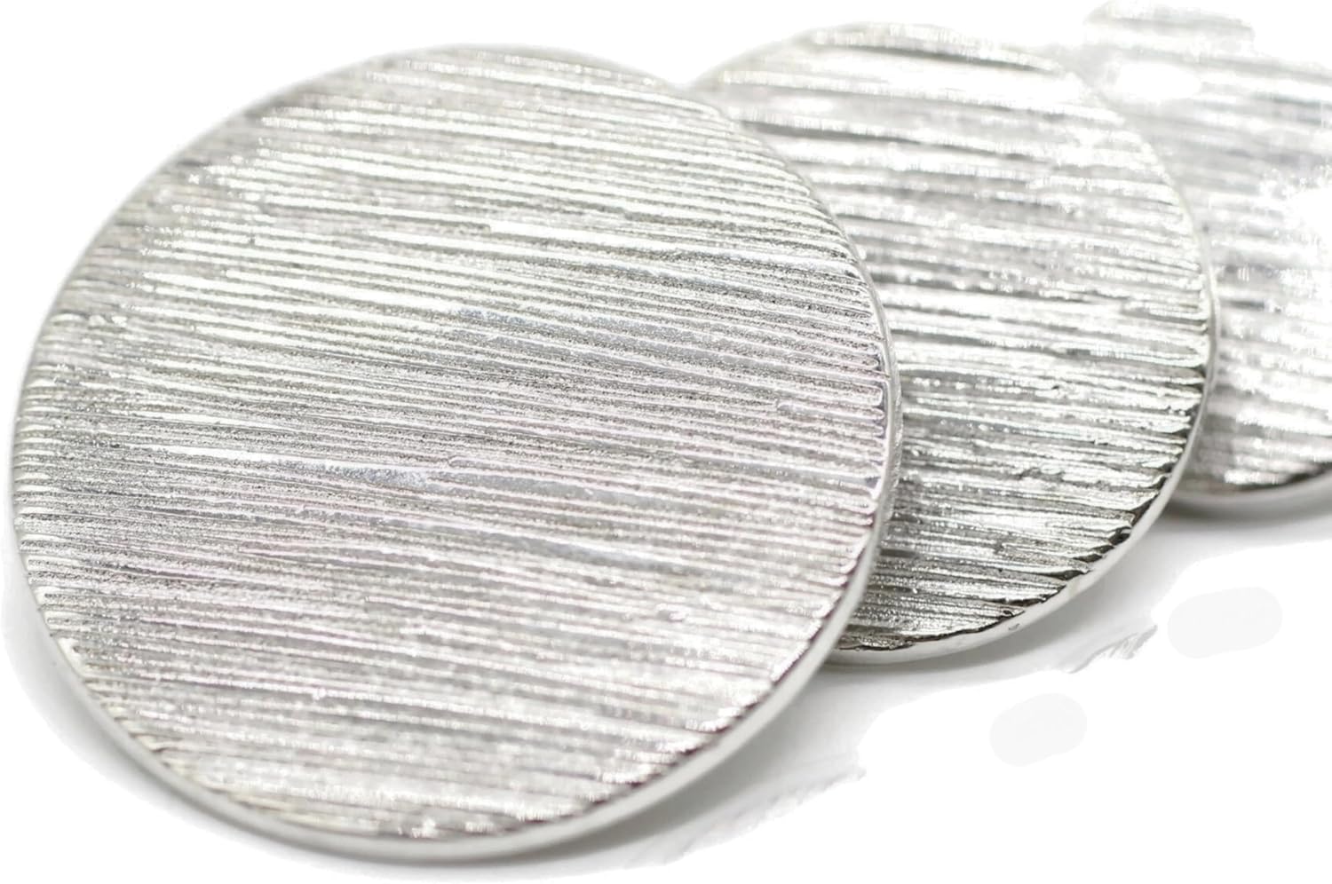 Silver Metal Shank Buttons - 12 Pcs - 4 Size Options - Striped Round Metal Shank Buttons for Men Women Blazer Coat Uniform Shirt Suit and Jacket Sewing Craft DIY N8501