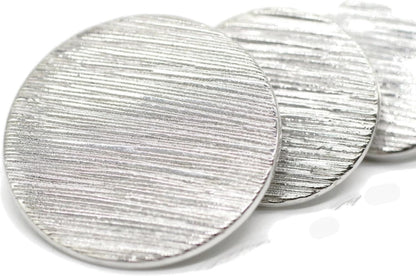 Silver Metal Shank Buttons - 12 Pcs - 4 Size Options - Striped Round Metal Shank Buttons for Men Women Blazer Coat Uniform Shirt Suit and Jacket Sewing Craft DIY N8501