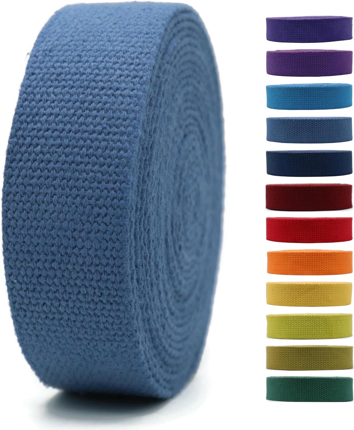 Cotton Webbing 2" &amp; 1.5'' &amp; 1" - 5 Yards - 50+ Colors -100% Natural Cotton - Turkish Woven - Heavy 1 Inch 1.5 Inch 2 Inch Canvas Webbing for Sewing Straps Bags Climbing Indoors Craft DIY 11395…