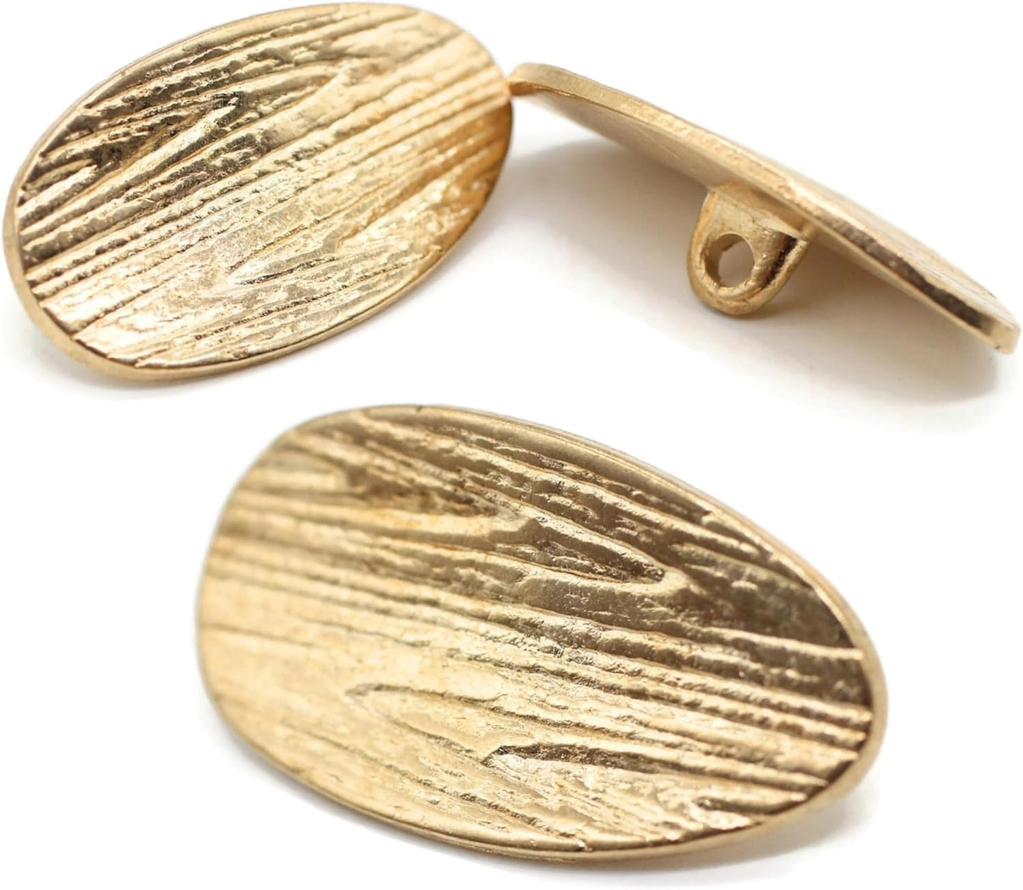 Gold Metal Shank Buttons - 12 Pcs - 3 Size Options - Wooden Look Metal Shank Buttons for Men Women Blazer Coat Uniform Shirt Suit and Jacket Sewing Craft DIY N2903