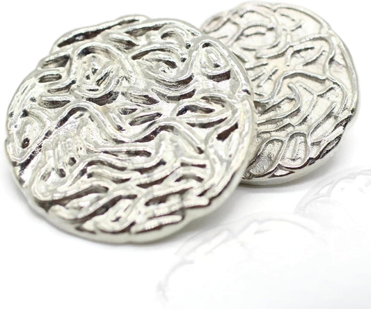 Silver Metal Shank Buttons - 12 Pcs - 2 Size Options - Wrinkle Vintage Round Metal Shank Buttons for Men Women Blazer Coat Uniform Shirt Suit and Jacket Sewing Craft DIY N1801