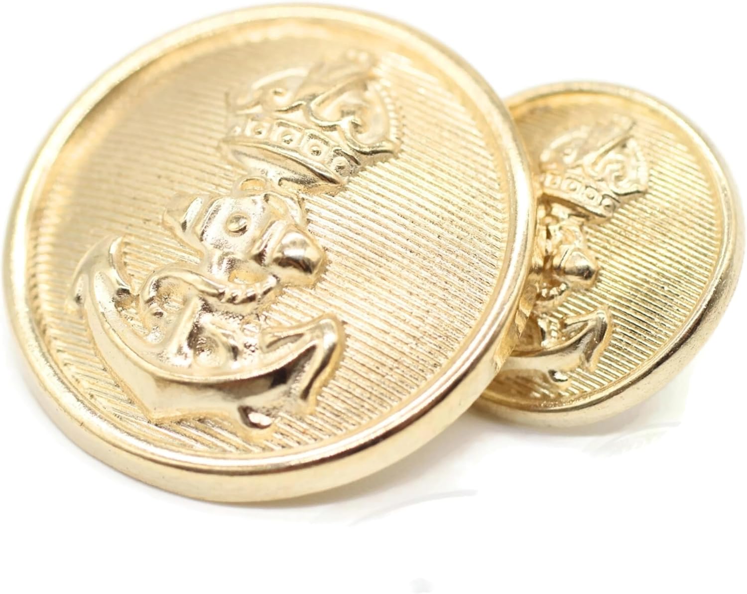 Gold Metal Shank Buttons - 12 Pcs - 2 Size Options - Luxury Anchor Round Metal Shank Buttons for Men Women Blazer Coat Uniform Shirt Suit and Jacket Sewing Craft DIY N1102