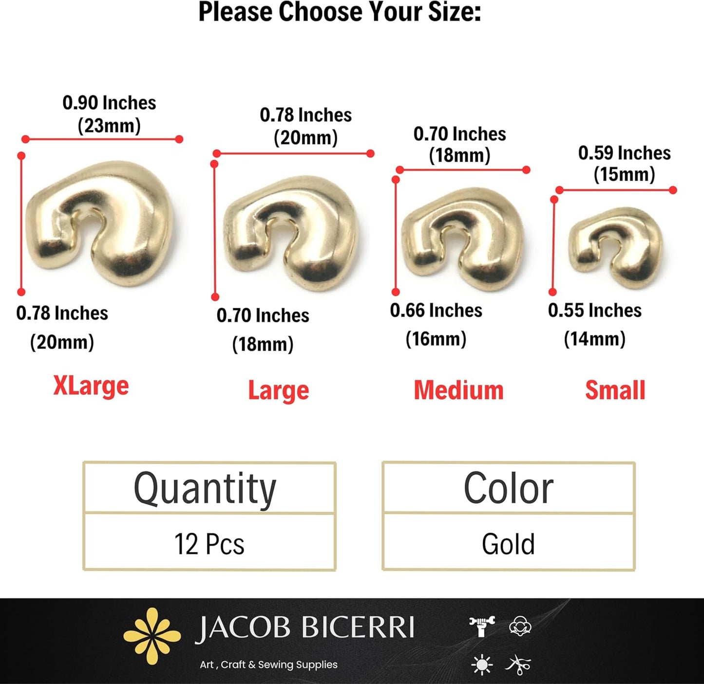 Gold Metal Shank Buttons - 12 Pcs - 4 Size Options - Twinkle Oval Irregular Metal Shank Buttons Gold for Men Women Blazer Coat Uniform Shirt Suit and Jacket Sewing Craft DIY EM0603