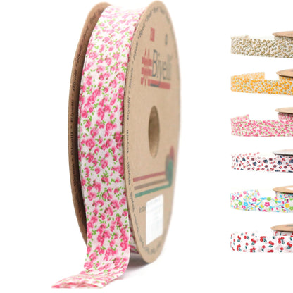 Cotton Fold Bias Binding Tape - 3/4 Inches (20mm) Wide - 27 Yards - Floral Single Fold Cotton Fold Bias Binding Tape for Sewing Clothing DIY Yellow A3