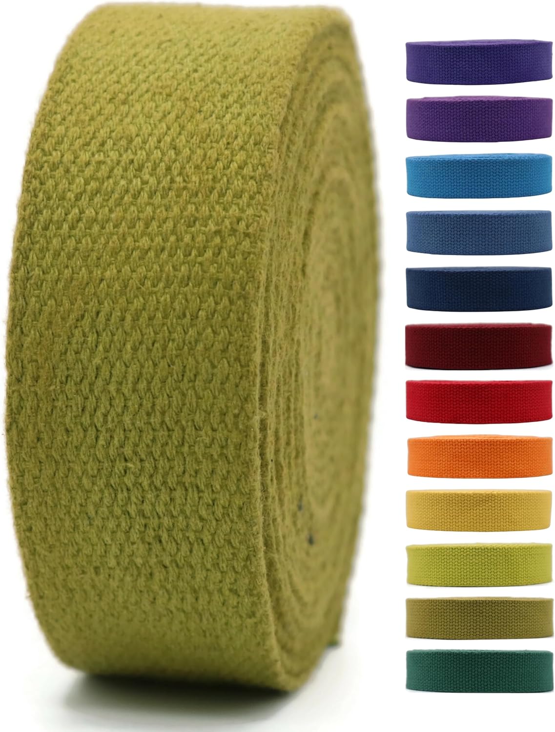 Cotton Webbing 2" &amp; 1.5'' &amp; 1" - 5 Yards - 50+ Colors -100% Natural Cotton - Turkish Woven - Heavy Duty 1 Inch 1.5 Inch 2 Inch Canvas Webbing for Sewing Straps Bags Climbing Indoors Craft DIY 11305…