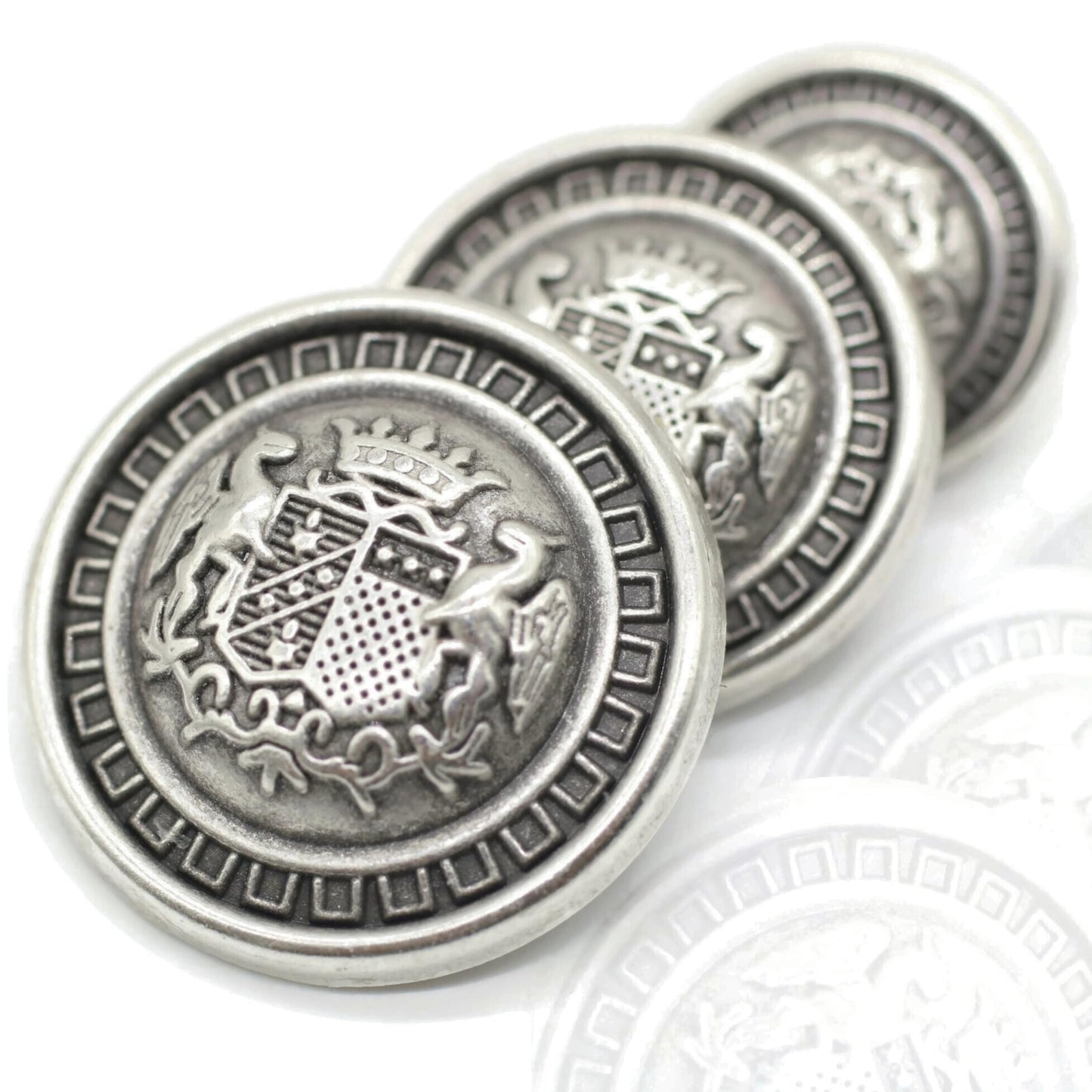 Silver Metal Shank Buttons - 12 Pcs - 3 Size Options - The Kingdom Round Metal Shank Buttons for Men Women Blazer Coat Uniform Shirt Suit and Jacket Sewing Craft DIY N6303