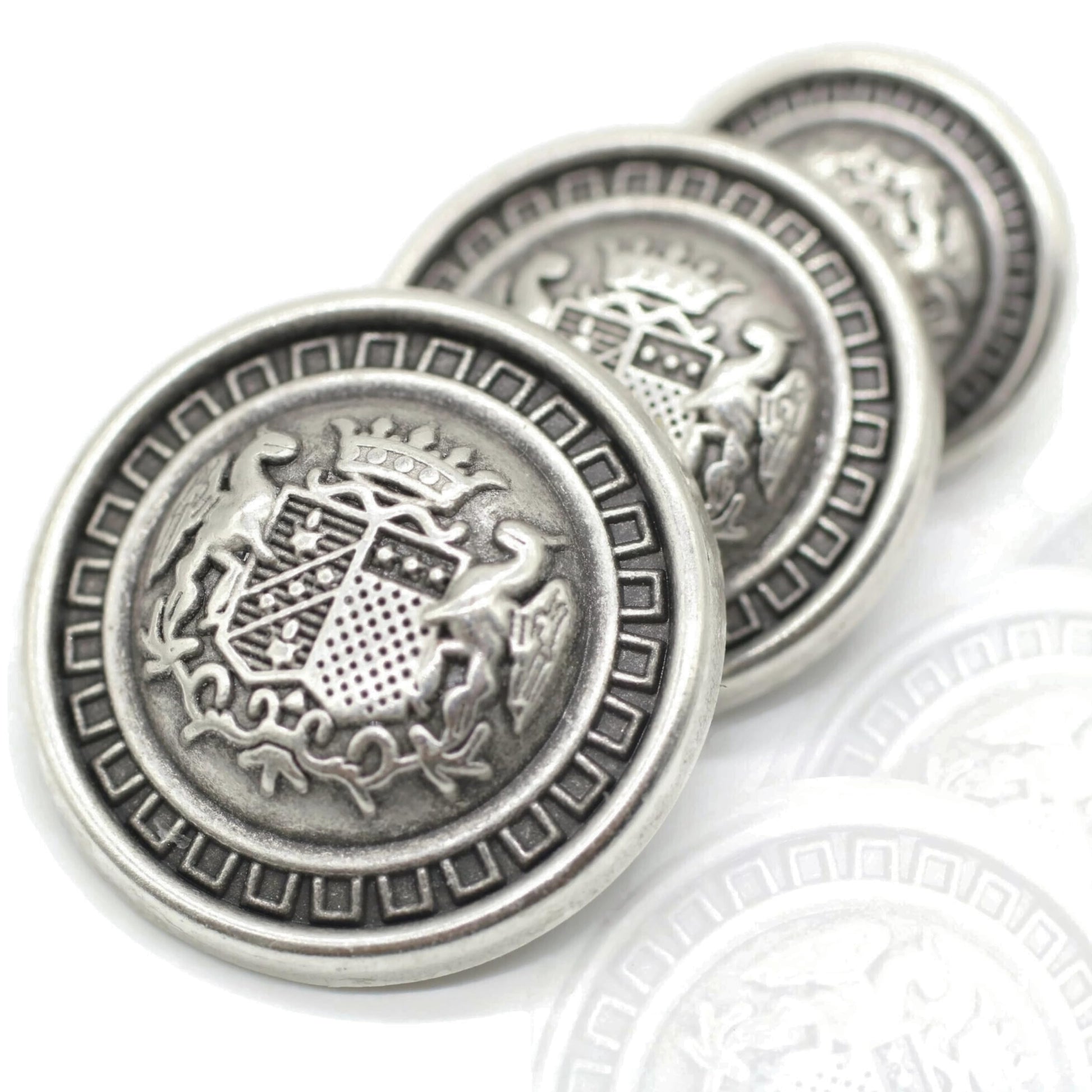 Silver Metal Shank Buttons - 12 Pcs - 3 Size Options - The Kingdom Round Metal Shank Buttons for Men Women Blazer Coat Uniform Shirt Suit and Jacket Sewing Craft DIY N6303