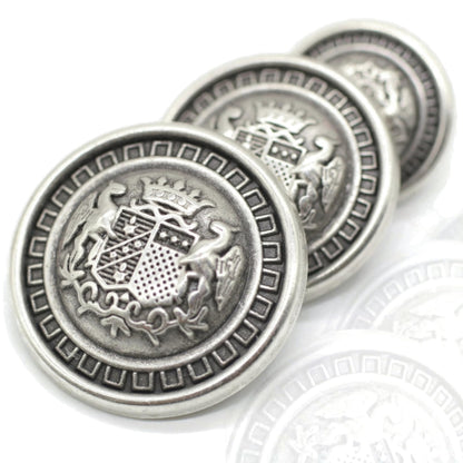 Silver Metal Shank Buttons - 12 Pcs - 3 Size Options - The Kingdom Round Metal Shank Buttons for Men Women Blazer Coat Uniform Shirt Suit and Jacket Sewing Craft DIY N6303