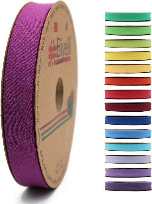Cotton Fold Bias Tape - 3/4 Inches (20mm) Wide - 27 Yards - 65+ Colors - Single Fold Cotton Fold Bias Binding Tape for Sewing Clothing DIY (52. Dark Rose) D52