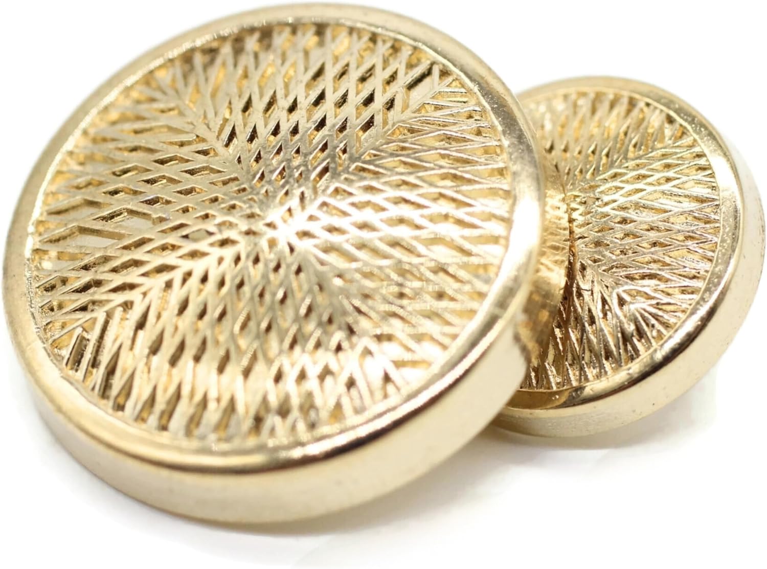 Gold Metal Shank Buttons - 12 Pcs - 2 Size Options - Luxury Stripeds Round Metal Shank Buttons for Men Women Blazer Coat Uniform Shirt Suit and Jacket Sewing Craft DIY N1402