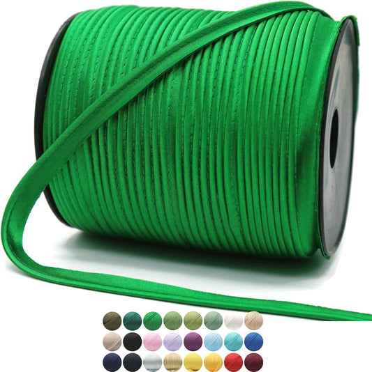 Juniper Green Luxury Satin Piping Trim - 109 Yards - 25+ Colors - Satin Shiny Single Fold Piping Bias Tape Binding Lip Cord Welting Cord with Spool for Sewing Clothing Trimming Upholstery SP2654…
