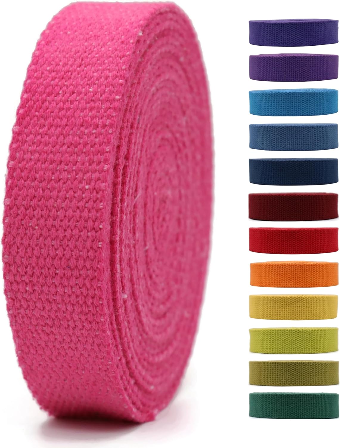 Cotton Webbing 2" &amp; 1.5'' &amp; 1" - 5 Yards - 50+ Colors -100% Natural Cotton - Turkish Woven - Heavy 1 Inch 1.5 Inch 2 Inch Canvas Webbing for Sewing Straps Bag Climbing Indoors Craft DIY 11225…