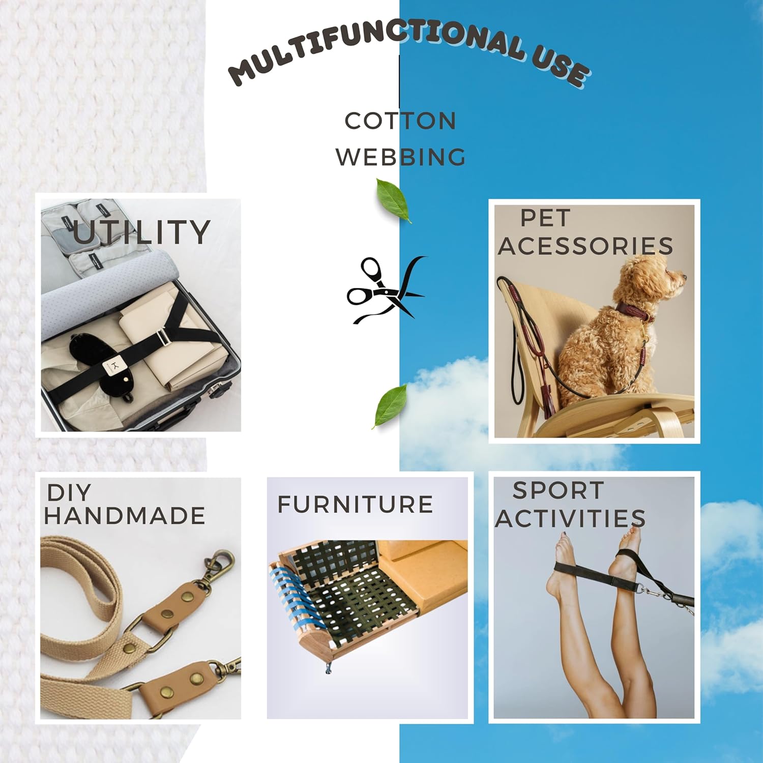 2" & 1.5'' & 1" Cotton Webbing - 5 Yards - 50+ Colors -%100 Natural Cotton - Turkish Woven - Heavy Duty 1 Inch 1.5 Inch 2 Inch Canvas Webbing for Sewing Straps Bags Climbing Indoors Craft DIY 116055…