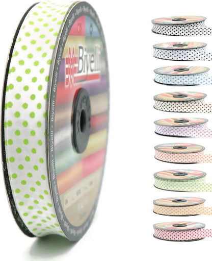 Cotton Fold Bias Binding Tape - 3/4 Inches (20mm) Wide - 27 Yards - Polka Dots Single Fold Cotton Fold Bias Binding Tape for Sewing Clothing DIY Green B5