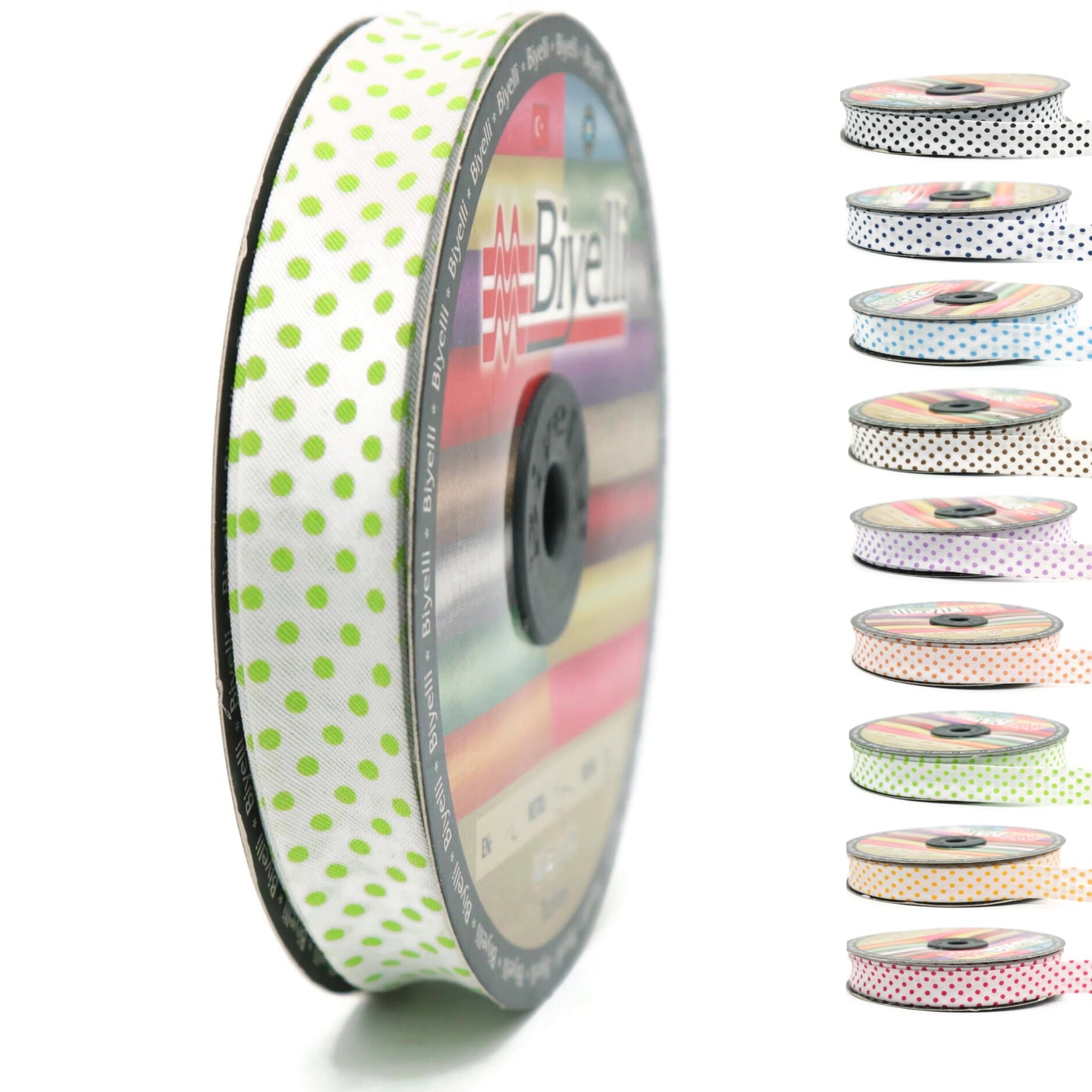 Cotton Fold Bias Binding Tape - 3/4 Inches (20mm) Wide - 27 Yards - Polka Dots Single Fold Cotton Fold Bias Binding Tape for Sewing Clothing DIY Green B5