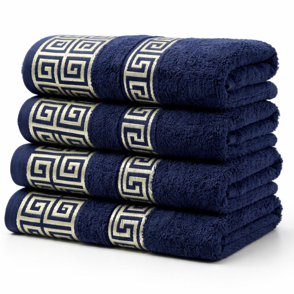 6-Piece Greek Key Towel Set — Black
