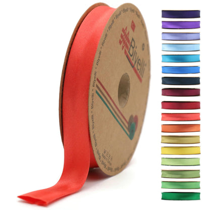 Fold Satin Bias Tape - 99+ Colors - 3/4 Inches Wide - 27 Yards - Fold Satin Binding Bias Ribbon Fabric Piping Bias Binding Tape for Sewing Clothing DIY (12. Red) BYS12