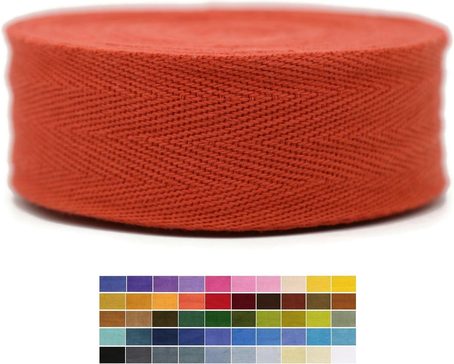 2" & 1.5" & 1.18'' & 1" Cotton Twill Tape - 10 Yards - 50+ Colors -%100 Natural Cotton 1 Inch 1.5 Inch 2 Inch Herringbone Bias Binding Cotton Tape Trim for Sewing Wrapping Craft DIY 10164 (Tangarine)…