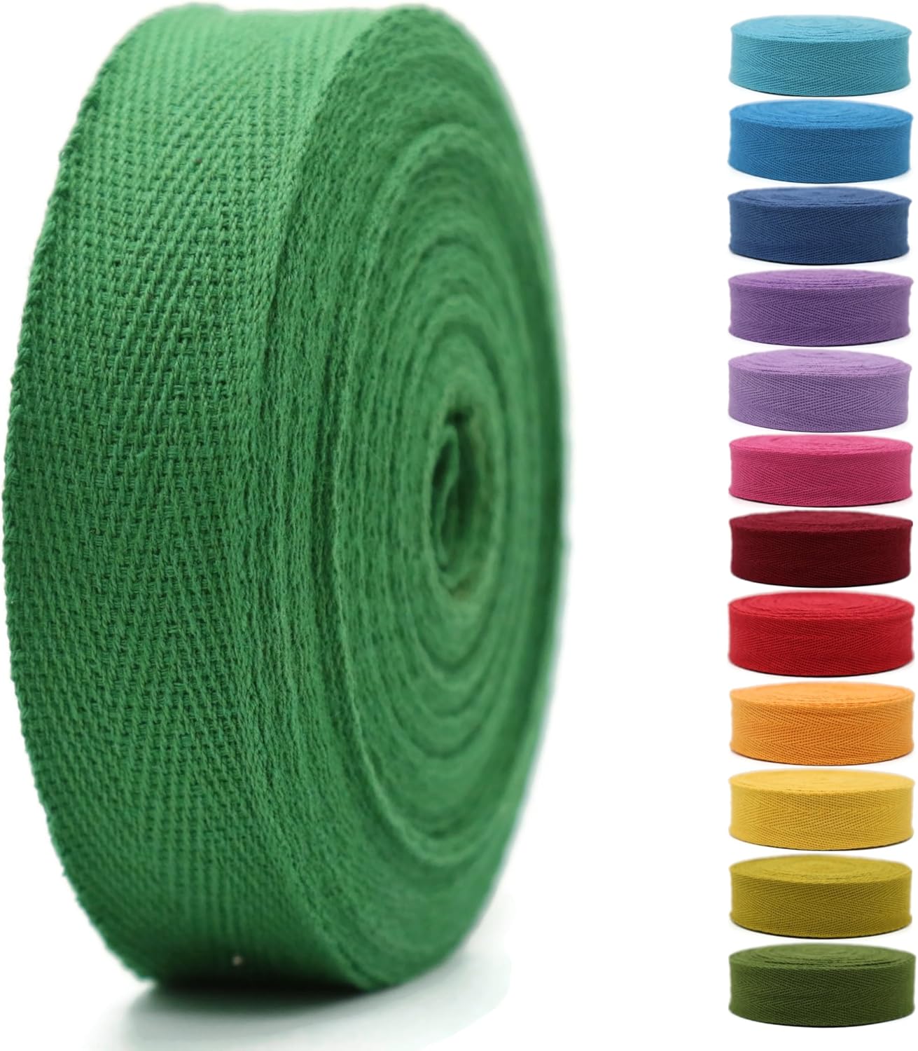 1" & 1.18" & 1.5'' & 2" Cotton Twill Tape - 10 Yards - 50+ Colors -%100 Natural 1 Inch 1.5 Inch 2 Inch Herringbone Bias Binding Cotton Tape Trim for Sewing Wrapping Craft DIY 10332 (JuniperGreen)