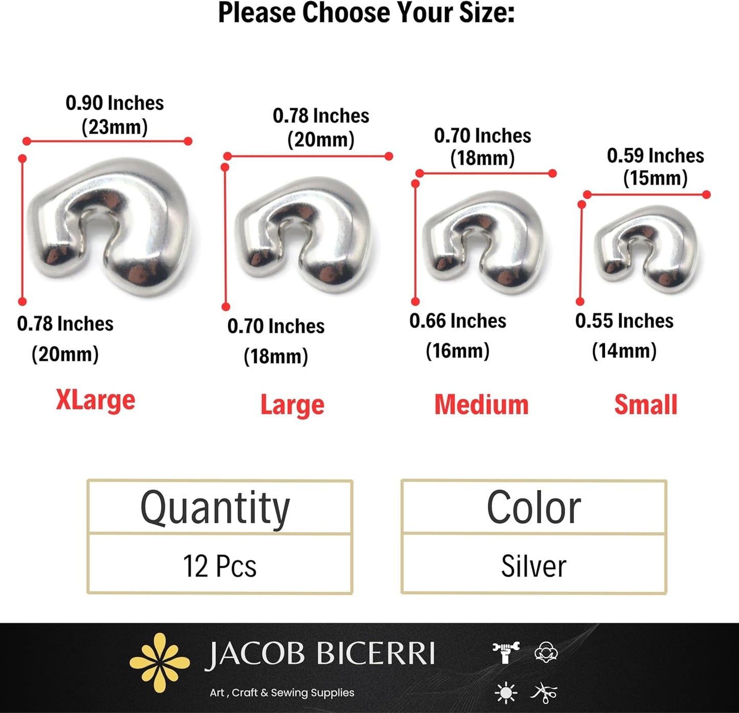 Silver Metal Shank Buttons - 12 Pcs - 4 Size Options - Twinkle Oval Irregular Metal Shank Buttons Silver for Men Women Blazer Coat Uniform Shirt Suit and Jacket Sewing Craft DIY EM0701