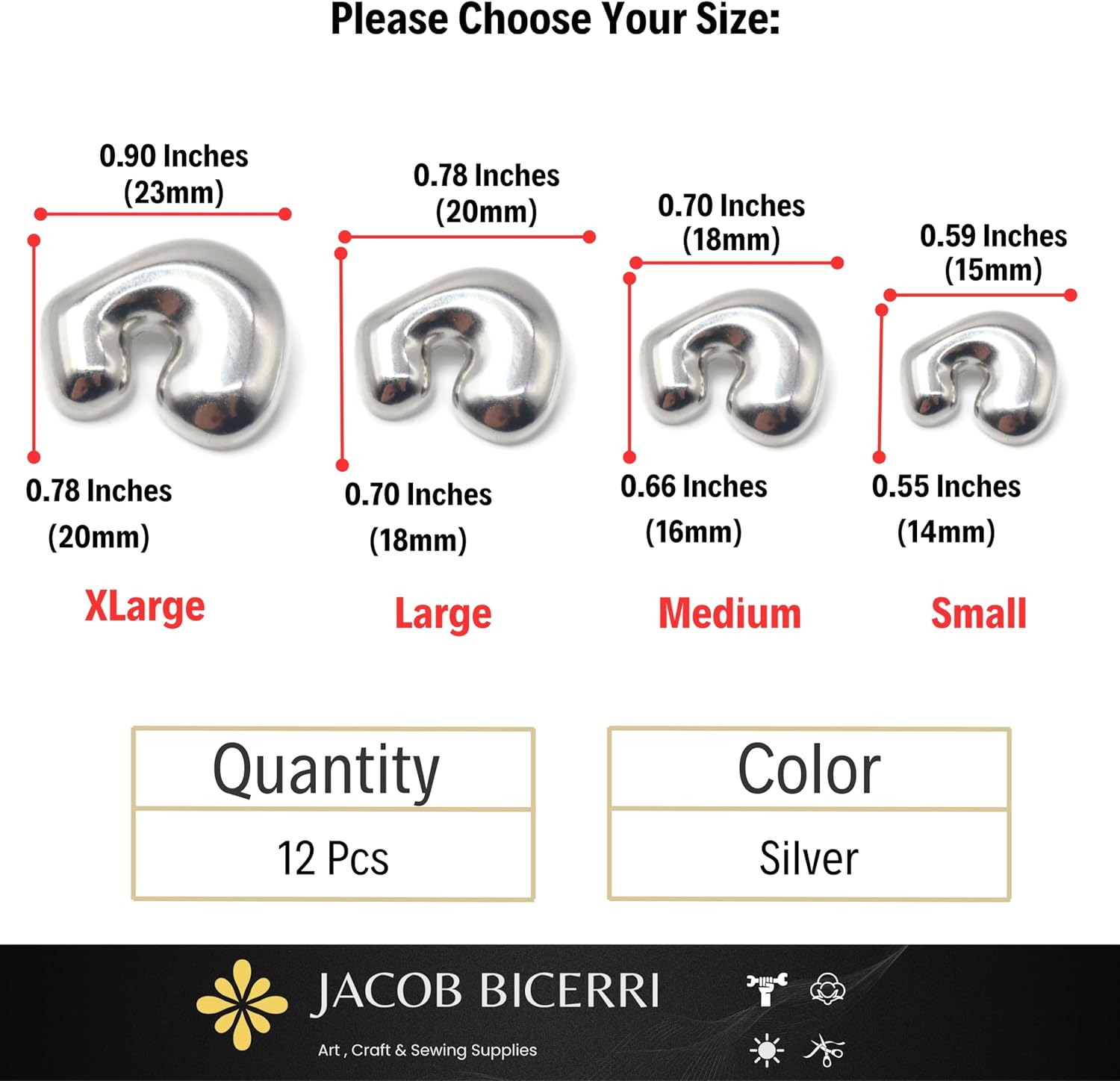 Silver Metal Shank Buttons - 12 Pcs - 4 Size Options - Twinkle Oval Irregular Metal Shank Buttons Silver for Men Women Blazer Coat Uniform Shirt Suit and Jacket Sewing Craft DIY EM0701