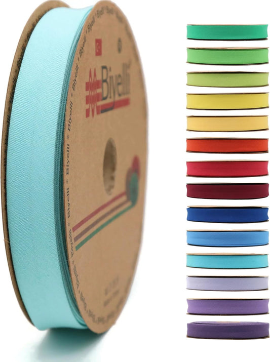 Cotton Fold Bias Tape - 3/4 Inches (20mm) Wide - 27 Yards - 65+ Colors - Single Fold Cotton Fold Bias Binding Tape for Sewing Clothing DIY (20. Sea Mist) D20