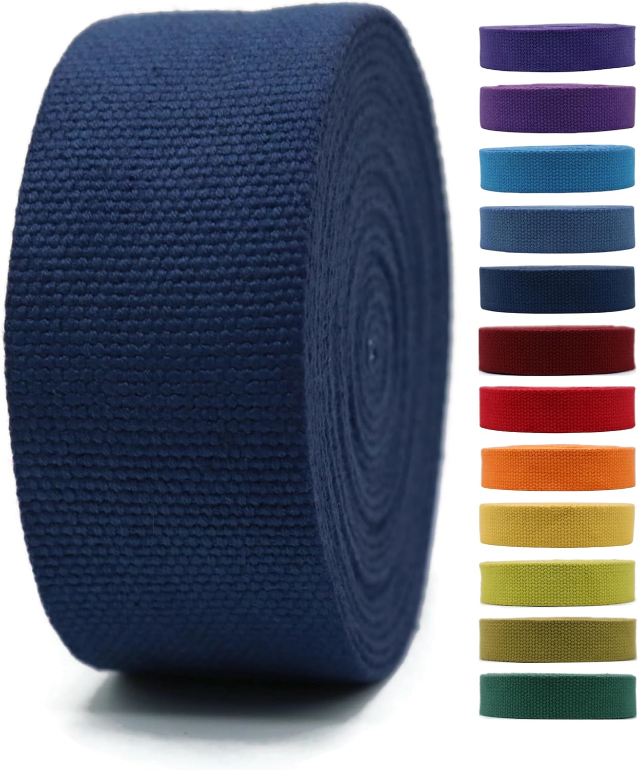 Cotton Webbing 2" & 1.5'' & 1" - 5 Yards - 50+ Colors -%100 Natural Cotton - Turkish Woven - Heavy 1 Inch 1.5 Inch 2 Inch Canvas Webbing for Sewing Straps Bags Climbing Indoors Craft DIY 11425…