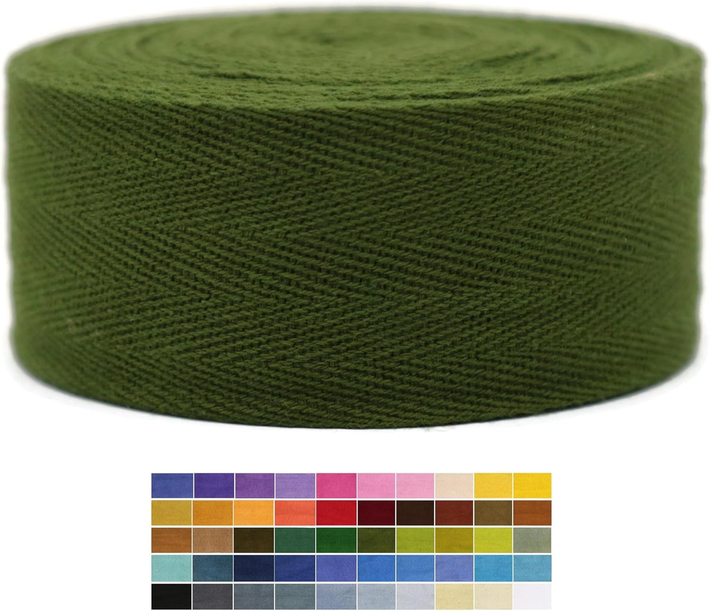 2" & 1.5" & 1.18'' & 1" Cotton Twill Tape - 10 Yards - 50+ Colors -%100 Natural Cotton 1 Inch 1.5 Inch 2 Inch Herringbone Bias Binding Cotton Tape Trim for Sewing Wrapping Craft DIY 10325 (MossGreen)…