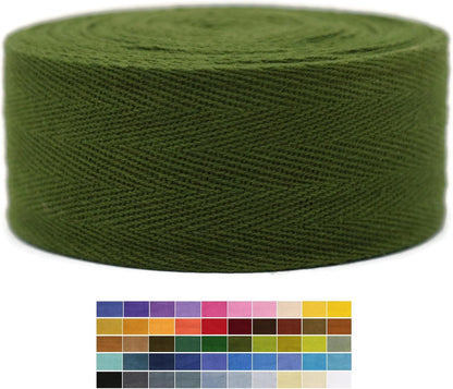 2" & 1.5" & 1.18'' & 1" Cotton Twill Tape - 10 Yards - 50+ Colors -%100 Natural Cotton 1 Inch 1.5 Inch 2 Inch Herringbone Bias Binding Cotton Tape Trim for Sewing Wrapping Craft DIY 10325 (MossGreen)…