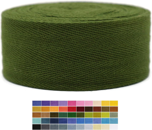 2" & 1.5" & 1.18'' & 1" Cotton Twill Tape - 10 Yards - 50+ Colors -%100 Natural Cotton 1 Inch 1.5 Inch 2 Inch Herringbone Bias Binding Cotton Tape Trim for Sewing Wrapping Craft DIY 10325 (MossGreen)…