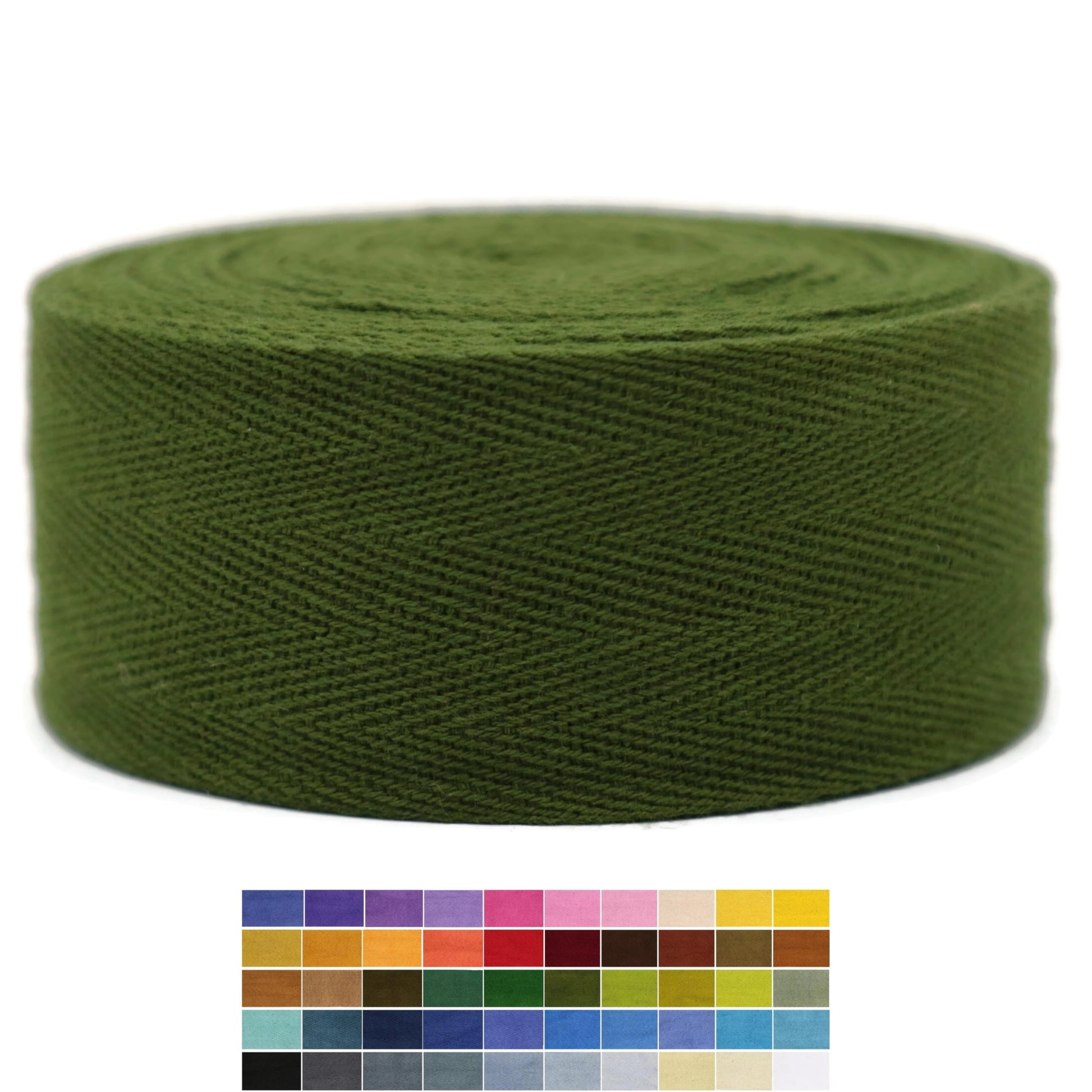 Cotton Twill Tape 2" & 1.5" & 1" - 10 Yards - 50+ Colors -%100 Natural Cotton 1 Inch 1.5 Inch 2 Inch Herringbone Bias Binding Cotton Tape Trim for Sewing Wrapping Craft DIY White 10605
