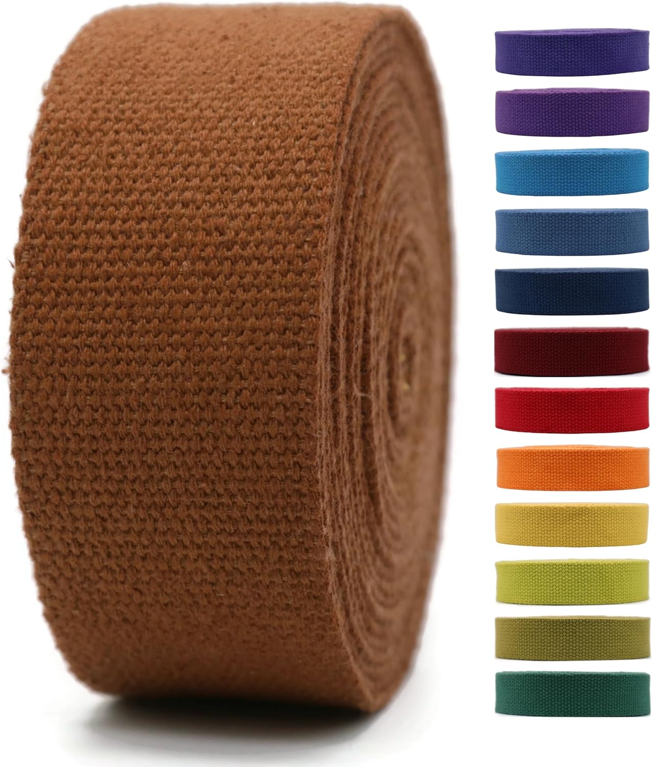 Cotton Webbing 2" & 1.5'' & 1" - 5 Yards - 50+ Colors -%100 Natural Cotton - Turkish Woven - Heavy Duty1 Inch 1.5 Inch 2 Inch Canvas Webbing for Sewing Straps Bags Climbing Indoors Craft DIY 11455…