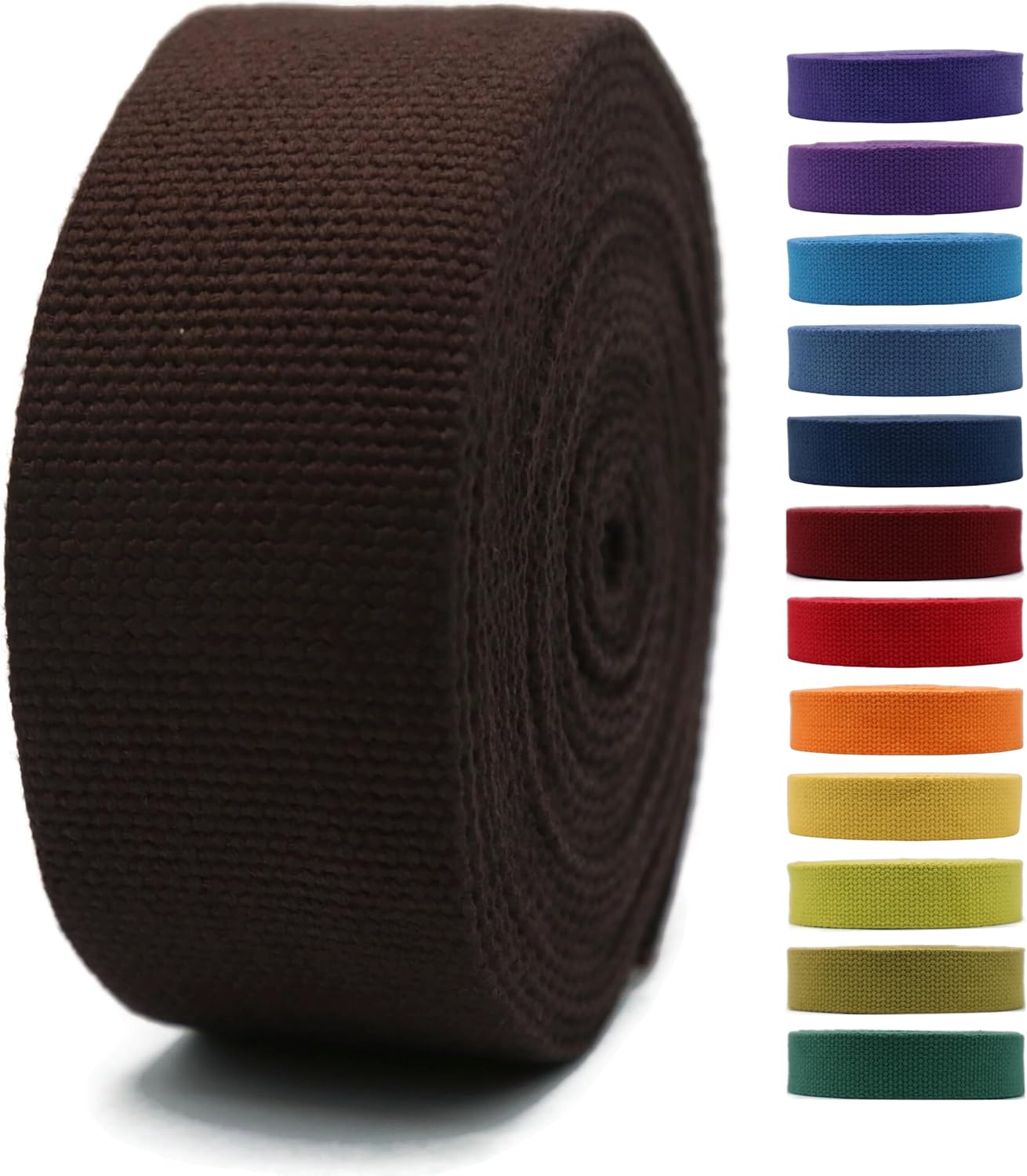 2" & 1.5'' & 1" Cotton Webbing - 5 Yards - 50+ Colors -%100 Natural Cotton - Turkish Woven - Heavy Duty1 Inch 1.5 Inch 2 Inch Canvas Webbing for Sewing Straps Bags Climbing Indoors Craft DIY 11505…