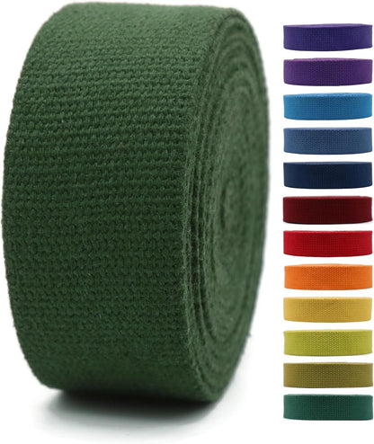 Cotton Webbing 2" & 1.5'' & 1" - 5 Yards - 50+ Colors -%100 Natural Cotton - Turkish Woven - Heavy Duty 1 Inch 1.5 Inch 2 Inch Canvas Webbing for Sewing Straps Bags Climbing Indoors Craft DIY 11325…