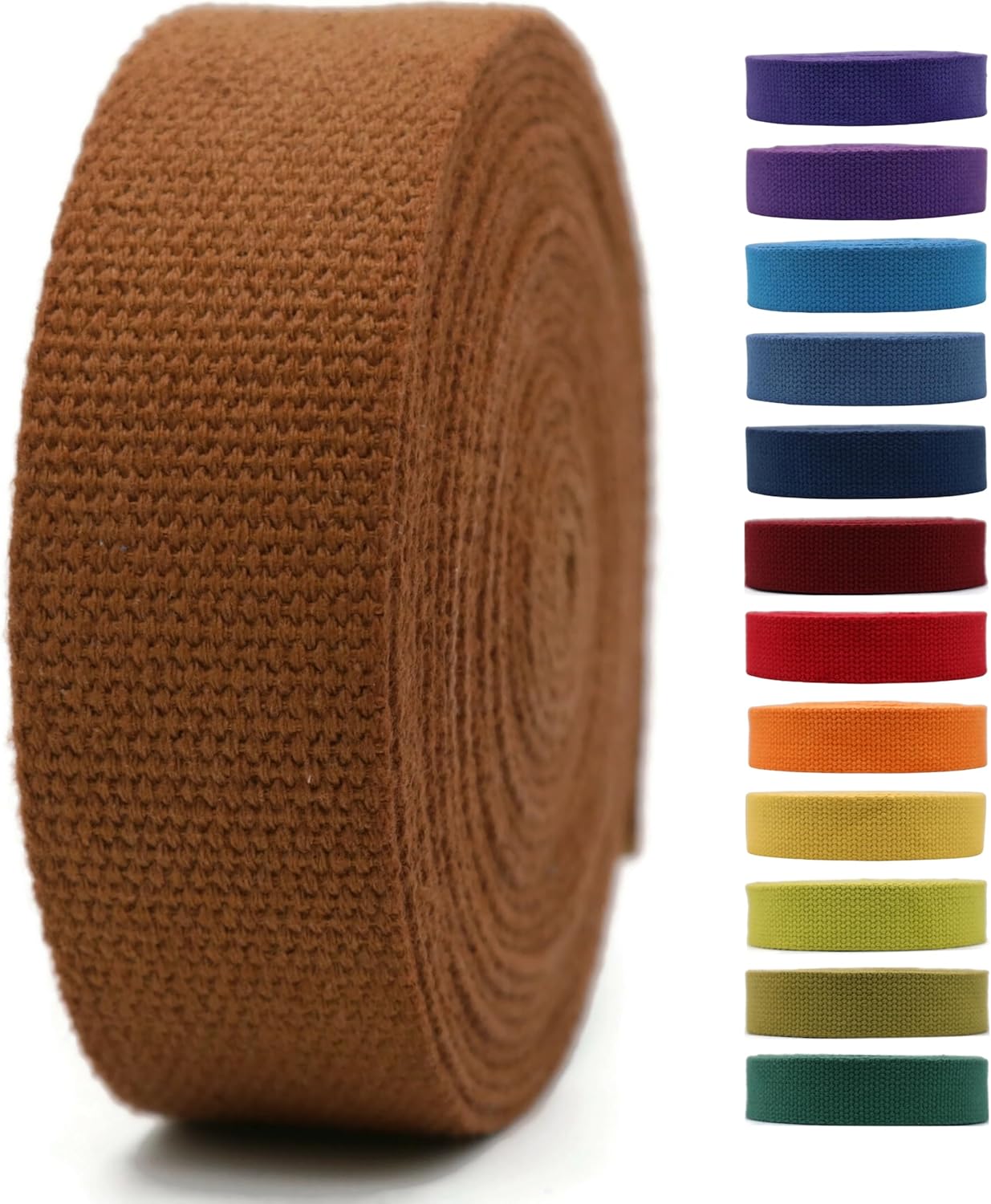 Cotton Webbing 2" &amp; 1.5'' &amp; 1" - 5 Yards - 50+ Colors -100% Natural Cotton - Turkish Woven - Heavy Duty1 Inch 1.5 Inch 2 Inch Canvas Webbing for Sewing Straps Bags Climbing Indoors Craft DIY 11455…