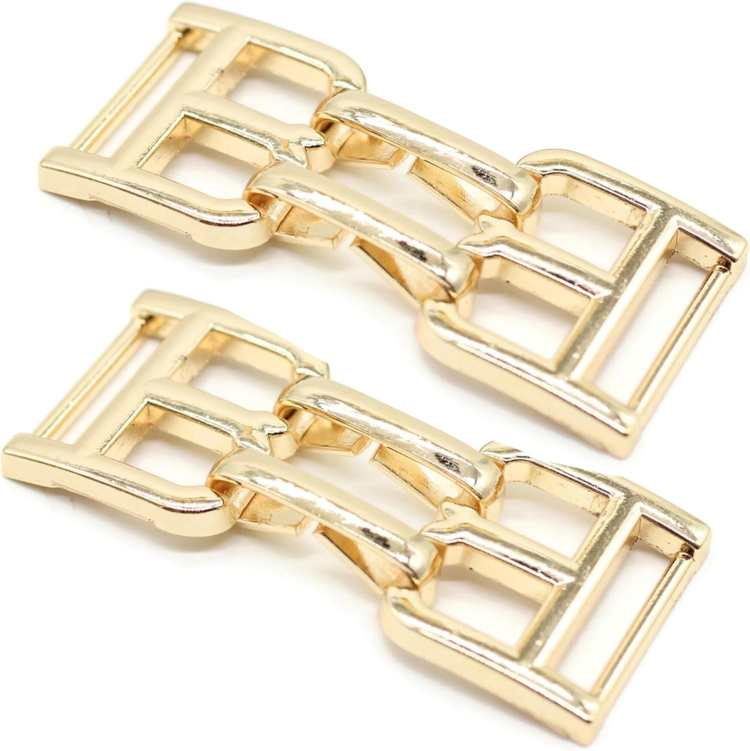 Shoe Buckle - 2.2 Inch (57mm) - 2 Pcs - Gold Metal Shoe Buckle Shoelace Clips Metal Hinged Equestrian Buckles For Craft & Sewing Project BG0402