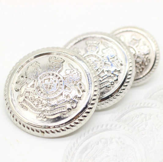 Kingdom Silver Metal Shank Buttons - 12 Pcs - 4 Size Options - Luxury Twin Lion Crown Metal Shank Buttons for Men Women Blazer Coat Uniform Shirt Suit and Jacket Sewing Craft DIY G5243…