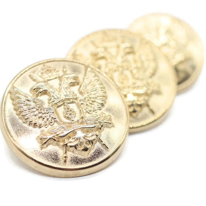 Bronze Metal Shank Buttons - 12 Pcs - 3 Size Options - Luxury Eagle Round Wave Metal Shank Buttons for Men Women Blazer Coat Uniform Shirt Suit and Jacket Sewing Craft DIY N14903