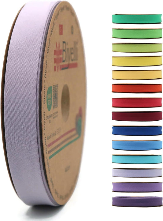 Cotton Fold Bias Tape - 3/4 Inches (20mm) Wide - 27 Yards - 65+ Colors - Single Fold Cotton Fold Bias Binding Tape for Sewing Clothing DIY (37. Silver Violet) D37