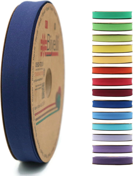 Cotton Fold Bias Tape - 3/4 Inches (20mm) Wide - 27 Yards - 65+ Colors - Single Fold Cotton Fold Bias Binding Tape for Sewing Clothing DIY (39. Dark Blue) D39